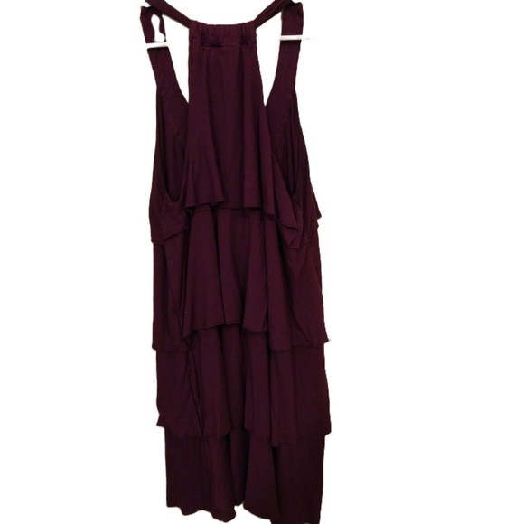 Apt. 9 Womens L Slip & Flare Purple Dress. Scoop Neck Sleeveless Gold embroidery - Picture 3 of 4